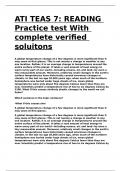 ATI TEAS 7 READING Practice test With complete verified soluitons