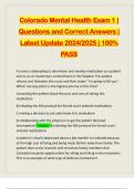 Colorado Mental Health Exam 1 | Questions and Correct Answers | Latest Update 2024/2025 | 100% PASS