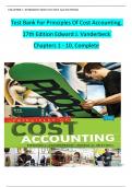 Test Bank For Principles Of Cost Accounting,  17th Edition Edward J. Vanderbeck  Chapters 1 - 10, Complete