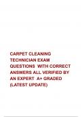 CARPET CLEANING TECHNICIAN EXAM QUESTIONS  WITH CORRECT ANSWERS ALL VERIFIED BY AN EXPERT  A+ GRADED (LATEST UPDATE)