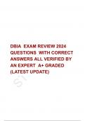 DBIA  EXAM REVIEW 2024 QUESTIONS  WITH CORRECT ANSWERS ALL VERIFIED BY AN EXPERT  A+ GRADED (LATEST UPDATE)