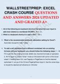 WALLSTREETPREP EXCEL CRASH COURSE QUESTIONS AND ANSWERS 2024 UPDATED