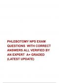 PHLEBOTOMY NPS EXAM QUESTIONS  WITH CORRECT ANSWERS ALL VERIFIED BY AN EXPERT  A+ GRADED (LATEST UPDATE)