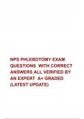 NPS PHLEBOTOMY EXAM QUESTIONS  WITH CORRECT ANSWERS ALL VERIFIED BY AN EXPERT  A+ GRADED (LATEST UPDATE)