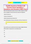 Health Insurance Florida 2-40  Practice Exam Questions 1 Questions and Answers (100% Pass)