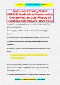 Professional Nursing Skills 1  NUR2243 Medication Administration  Comprehension Quiz (Module 8) Questions and Answers (100% Pass)