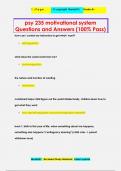 psy 235 motivational system Questions and Answers (100% Pass)