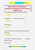 Real estate Investments /  champions Questions and Answers (100% Pass)