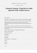 Chemistry Semester 1 Final Review Guide Questions With Verified Answers