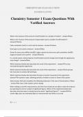 Chemistry Semester 1 Exam Questions With Verified Answers