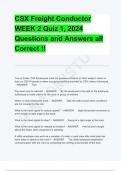 CSX Freight Conductor WEEK 2 Quiz 1, 2024 Questions and Answers all Correct !!