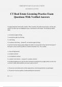 CT Real Estate Licensing Practice Exam Questions With Verified Answers