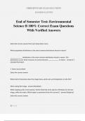 End of Semester Test: Environmental Science B 100% Correct Exam Questions With Verified Answers