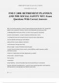 FMLY 2400: RETIREMENT PLANNIGN AND THE SOCIAL SAFETY NET. Exam Questions With Correct Answers