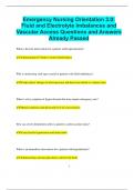 Emergency Nursing Orientation 3.0: Fluid and Electrolyte Imbalances and Vascular Access Questions and Answers  Already Passed