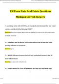 PSI Exam State Real Estate Questions Michigan (2024 / 2025) Actual Questions and Verified Answers, 100% Guarantee Pass