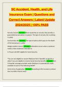 SC Accident. Health, and Life Insurance Exam | Questions and Correct Answers | Latest Update 2024/2025 | 100% PASS