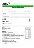 AQA GCSE BIOLOGY Higher Tier Paper 1H 2024 Combined Question  Paper and Marking Scheme 