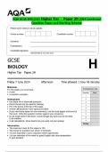 AQA GCSE BIOLOGY Higher Tier Paper 2H 2024 Combined  Question Paper and Marking Scheme 