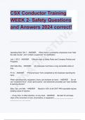 CSX Conductor Training WEEK 2- Safety Questions and Answers 2024 correct!