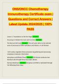 ONS/ONCC Chemotherapy Immunotherapy Certificate exam | Questions and Correct Answers | Latest Update 2024/2025 | 100% PASS