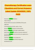 Chemotherapy Certification exam | Questions and Correct Answers | Latest Update 2024/2025 | 100% PASS