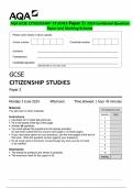 AQA GCSE CITIZENSHIP STUDIES Paper 2| 2024 Combined Question  Paper and Marking Scheme