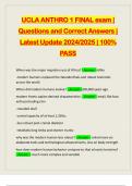 UCLA ANTHRO 1 FINAL exam | Questions and Correct Answers | Latest Update 2024/2025 | 100% PASS