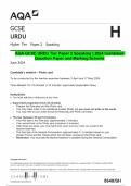 AQA GCSE URDU Tier Paper 2 Speaking | 2024 Combined  Question Paper and Marking Scheme 