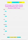 ATI Dosage Calculation Mostly Tested Questions and Correct  Answers (100% Pass)