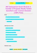 MA Salesperson Exam Module 5:  Transfer of Property Mostly Tested  Questions and Correct Answers (100% Pass)