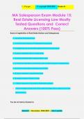 MA Salesperson Exam Module 15:  Real Estate Licensing Law Mostly Tested Questions and Correct  Answers (100% Pass)