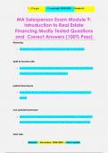 MA Salesperson Exam Module 9:  Introduction to Real Estate  Financing Mostly Tested Questions  and Correct Answers (100% Pass)