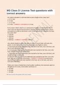 MS Class D License Test questions with correct answers