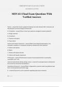 MSN 611 Final Exam Questions With Verified Answers