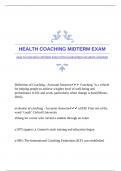 HEALTH COACHING MIDTERM EXAM WITH GUARANTEED ACCURATE ANSWERS