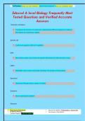 Edexcel A level Biology Frequently Most  Tested Questions and Verified Accurate Answers