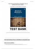 Test Bank For Human Memory 4th Edition by Gabriel Radvansky, ISBN: 9780367252922, All 18 Chapters Covered, Verified Latest Edition