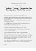 Penn Foster Veterinary Pharmacology Final Exam Questions With Verified Answers