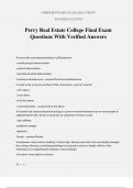 Perry Real Estate College Final Exam Questions With Verified Answers