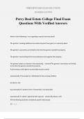 Perry Real Estate College Final Exam Questions With Verified Answers