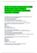 EOSC 315 FINAL EXAM REAL EXAM QUESTIONS AND CORRECT ANSWERS (VERIFIED ANSWERS) ALREADY PASSED