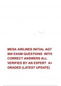 MESA AIRLINES INITIAL AGT 900 EXAM QUESTIONS  WITH CORRECT ANSWERS ALL VERIFIED BY AN EXPERT  A+ GRADED (LATEST UPDATE)