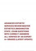 ADVANCED ESTHETIC SERVICES REVIEW MASTER ESTHETICS (WASHINGTON STATE ) EXAM QUESTIONS  WITH CORRECT ANSWERS