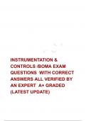   INSTRUMENTATION & CONTROLS /BOMA EXAM QUESTIONS  WITH CORRECT ANSWERS ALL VERIFIED BY AN EXPERT  A+ GRADED (LATEST UPDATE)