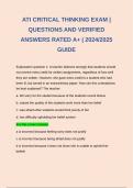 ATI CRITICAL THINKING EXAM | QUESTIONS AND VERIFIED ANSWERS RATED A+ | 2024/2025 GUIDE