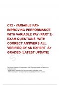 C12 - VARIABLE PAY- IMPROVING PERFORMANCE WITH VARIABLE PAY (PART 2)  EXAM QUESTIONS  WITH CORRECT ANSWERS ALL VERIFIED BY AN EXPERT  A+ GRADED (LATEST UPDATE)