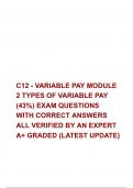 C12 - VARIABLE PAY MODULE 2 TYPES OF VARIABLE PAY (43%) EXAM QUESTIONS  WITH CORRECT ANSWERS