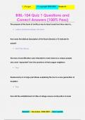 BIBL-104 Quiz 1 Questions and  Correct Answers (100% Pass)