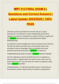 MRT 213 FINAL EXAM 2 | Questions and Correct Answers | Latest Update 2024/2025 | 100% PASS